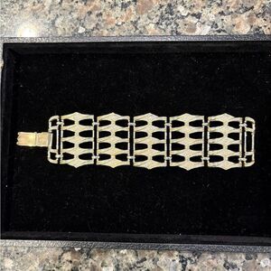 Coro Vintage Gold Geometric Panel Bracelet